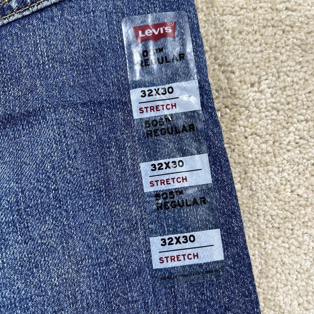 Levi's Men's 505 Jeans Regular Fit Stretch Denim Size 32x30 Medium Wash NWT - Picture 9 of 14